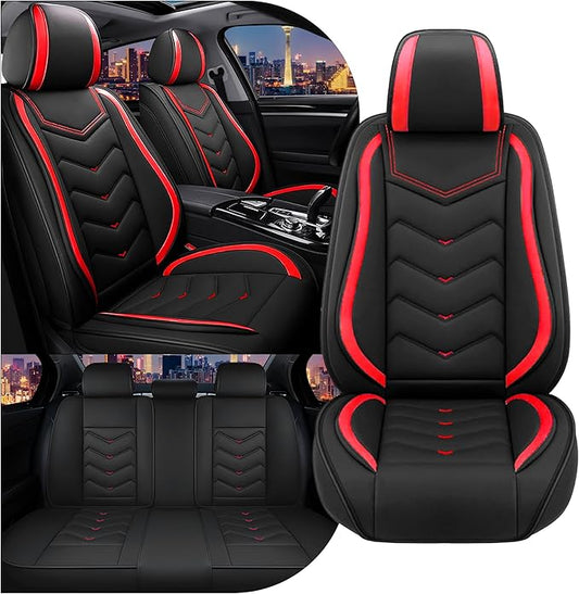 CTDS Car Seat Covers for Toyota Corolla 2000-2026, Stylish Sport Seat Cover, Premium Nappa Leather Car Seat Cover. Automobile Seat Covers Sets.(Standard 5 Seats/Black Red)