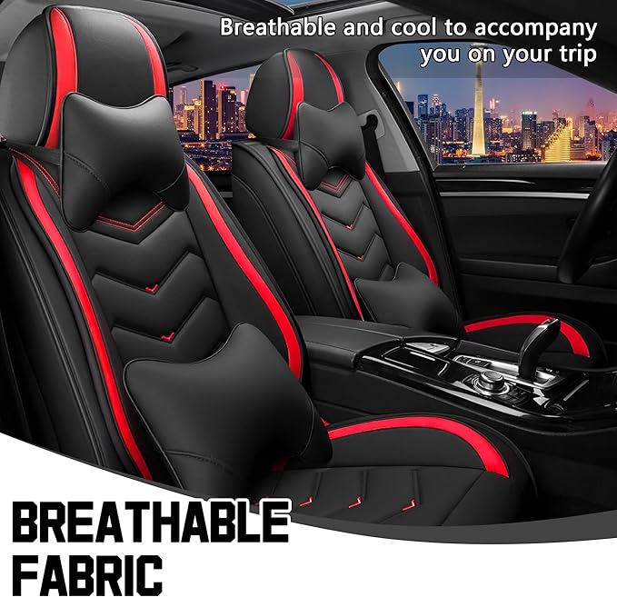 CTDS Car Seat Covers for Toyota Corolla 2000-2026, Stylish Sport Seat Cover, Premium Nappa Leather Car Seat Cover. Automobile Seat Covers Sets.(Luxury 2 Seats/Black Red)