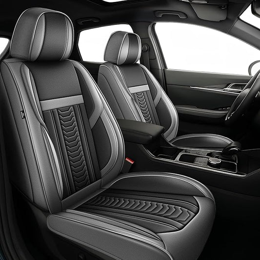 TTX LIGHTING for Buick Encore GX 2020-2025 Seat Covers: Waterproof Leather Seat Protector with Airbag Compatible (2 Front Seats,Black&Gray)