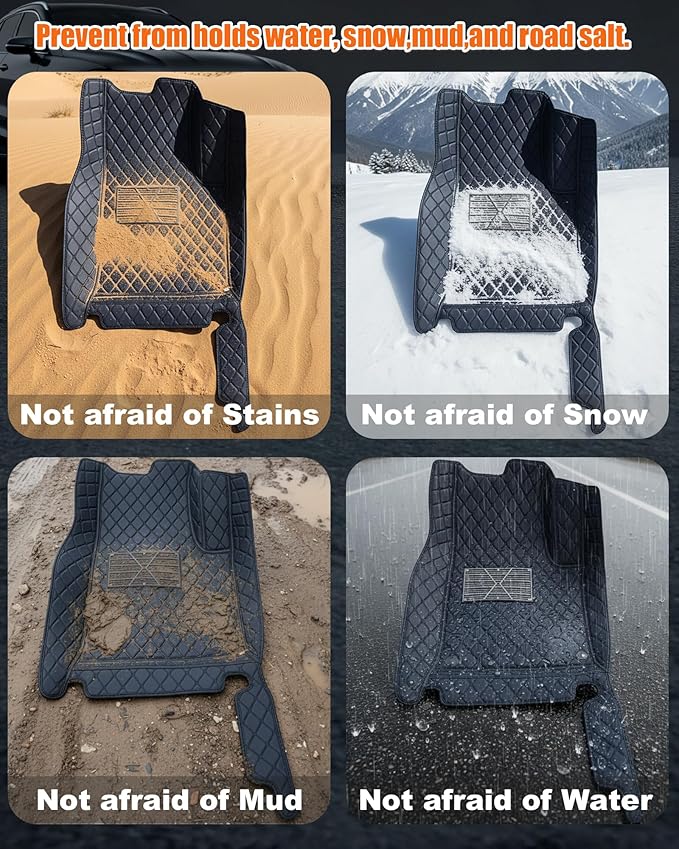 All-Weather car Floor MATS-Suitable for 99% of car Models,Leather car mat, offering Personalized Embroidery and Multiple Color Options,Provide Protection for car Rug (Red=)