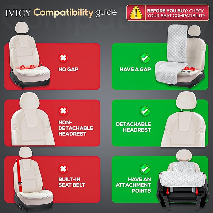 IVICY Faux Linen Front Car Seat Cover – Durable, Non-Slip Seat Protector for Cars – 1 Unit, Black