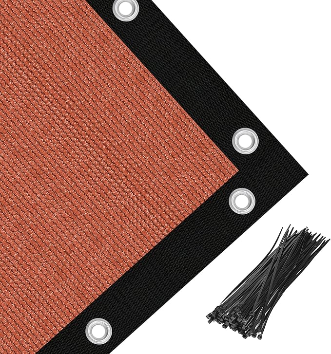 Amagenix 90% Pergola Shade Cover 9' X 14' Sun Shade Cloth with Grommets for Outdoor Garden Patio Porch, Commercial Grade 200 GSM - Cable Zip Ties Included (We Customized) GN108, Rust Red