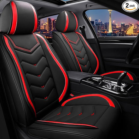 CTDS Car Seat Covers for Honda Civic 2000-2026, Stylish Sport Seat Cover, Premium Nappa Leather Car Seat Cover. Automobile Seat Covers Sets.(Standard 2 Seats/Black Red)