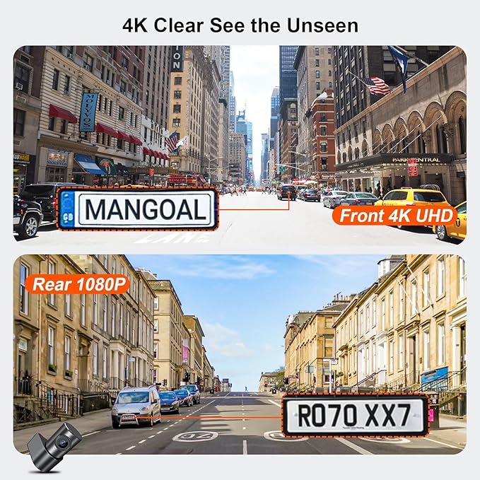 Mangoal Front 4K & Rear 1080P Dash Cam Custom Fit for Toyota Avalon 2019 2020 2021 2022 Limited Touring XLE TRD XSE, Integrated OEM Look, UHD 2160P Video, WiFi & App,Loop Recording,128GB Card