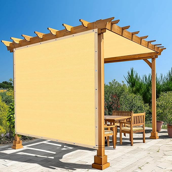 Amagenix 90% Shade Fabric 22'X 24' Sand Sun Shade Cloth with Grommets for Pergola Replacement Shade Cover Canopy, Heavy Duty, Cable Zip Ties Included (We Customized)