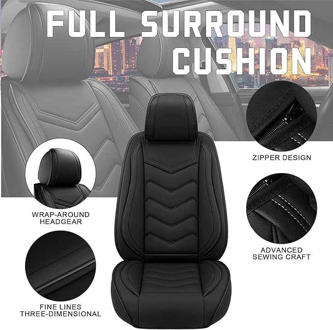 CTDS Car Seat Covers for Nissan Sentra 2000-2026, Stylish Sport Seat Cover, Premium Nappa Leather Car Seat Cover. Automobile Seat Covers Sets.(Standard 5 Seats/Pure Black)