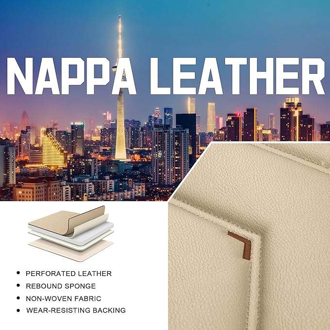 CTDS Car Seat Covers for Honda Accord 2000-2026, Stylish Sport Seat Cover, Premium Nappa Leather Car Seat Cover. Automobile Seat Covers Sets.(Standard 5 Seats/Beige)