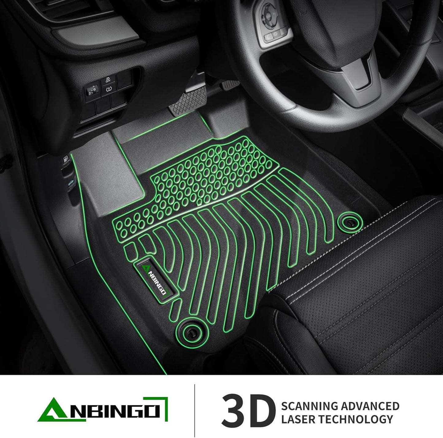 ANBINGO®-Floor Mats & Cargo Liner for Toyota Prius 2016-2022 (Not for Prius Prime & Prius c &Prius v) All Weather Prius Car Mats | 1st, 2nd Row Set & Cargo mat | Prius Floor Liners Accessories-Black