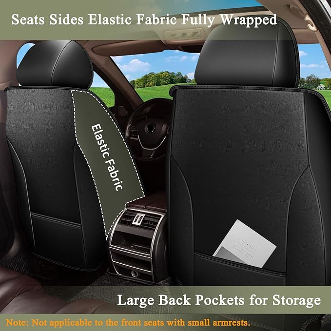 Car Seat Covers Front Pair for Subaru Forester 2007-2024 2025: Breathable Perforated Leather Seat Cover (Black)