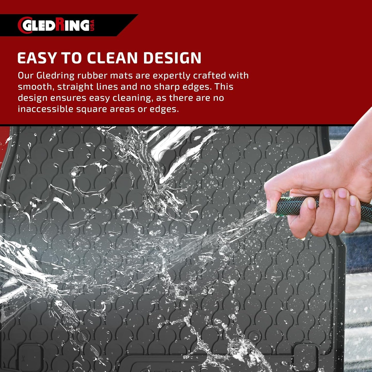 Gledring USA Custom Fit All-Weather Rubber Floor Mats Intended for Land Rover LR2 2007-2015, No Trimming Required, Tailored Custom Fit, Protects from Rain, Mud, & Snow