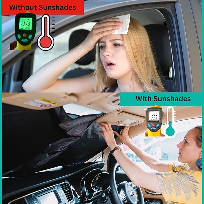 Windshield Sun Shade -Certified 99.87% UVB & 99.02% UVA Car Sun Shade. Award Winning Sunshade - Patented Technology | Compatible for BMW X5 2019-2026 | Car Shades by Kinder Fluff