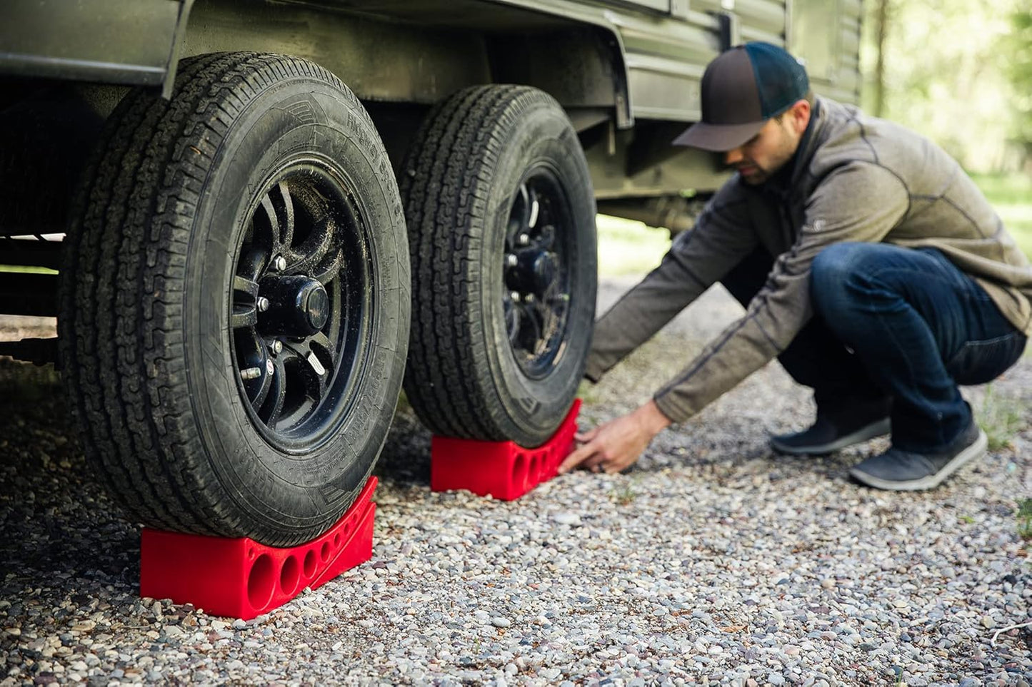 ANDERSEN HITCHES | 3604 RV and Trailer Accessories | Single Camper Leveler Block w/Rubber mat | Camper Leveling System | Outdoor Camping Levels