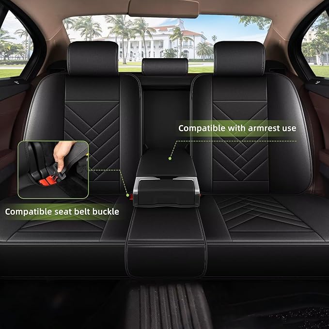 AOMSAZTO Car Seat Covers Fit for Kia Sorento 2007-2025 2026: Premium Seat Covers Waterproof Leather Automotive Seat Cushion Protector Compatible with Airbag(Only 5 Seats, Black)