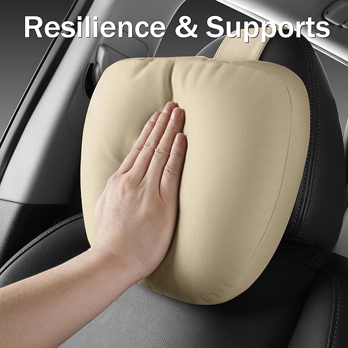 2pcs Car Neck Pillow for headrests,Support Drive Seats Head Cushion Pillows,Microfiber Velvet,Plant-Based Polyester,Thickness & Height Adjustable,11.8x7.5,Inner Liner fillable(Grey)