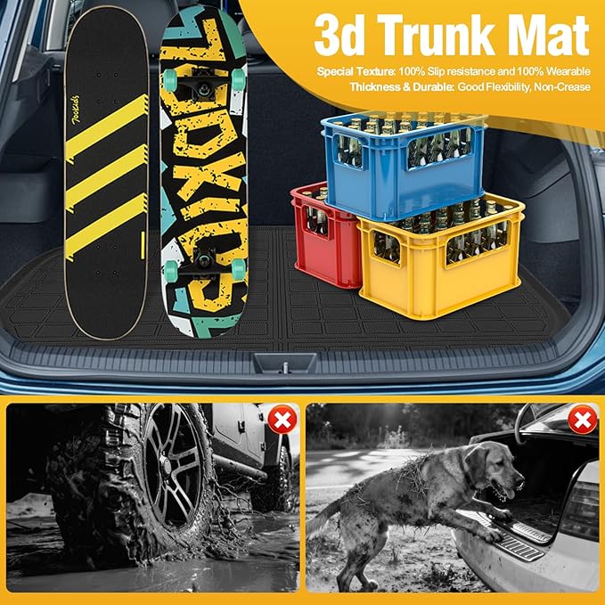 Trunk Liner Cargo Liners for Nissan Sentra 2020-2025 Rear Trunk Floor Mats 3D Boot Tray All-Weather TPE Black