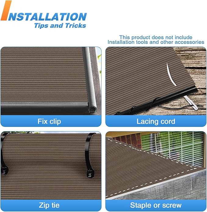 TANG Sun Shade Fabric Roll 8'x89' Shade Cloth for Garden Brown HDPE Mesh Shading Pergola Cover Replacement Canopy, 95% Blockage Sunshades for Outdoor Patio Backyard Plant