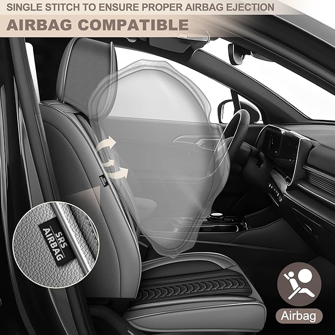 TTX LIGHTING for Acura TSX 2009-2014 Seat Covers: Waterproof Leather Seat Protector with Airbag Compatible (2 Front Seats,Black&Gray)