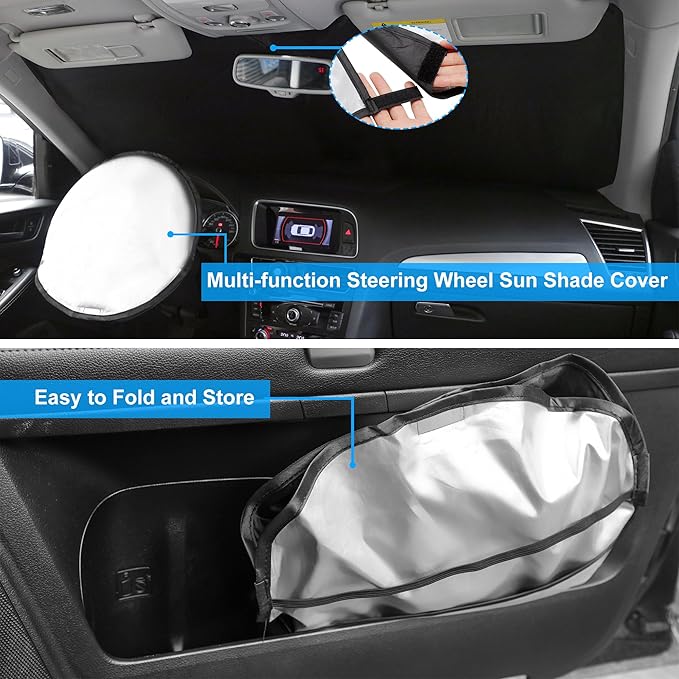 Windshield Sun Shade Custom Fit for 2023 2024 2025 2026 Toyota Prius Accessories Foldable Sunshade Sun Blocker Protect Car from Sun Rays & Heat Damage Keep Car Cooler