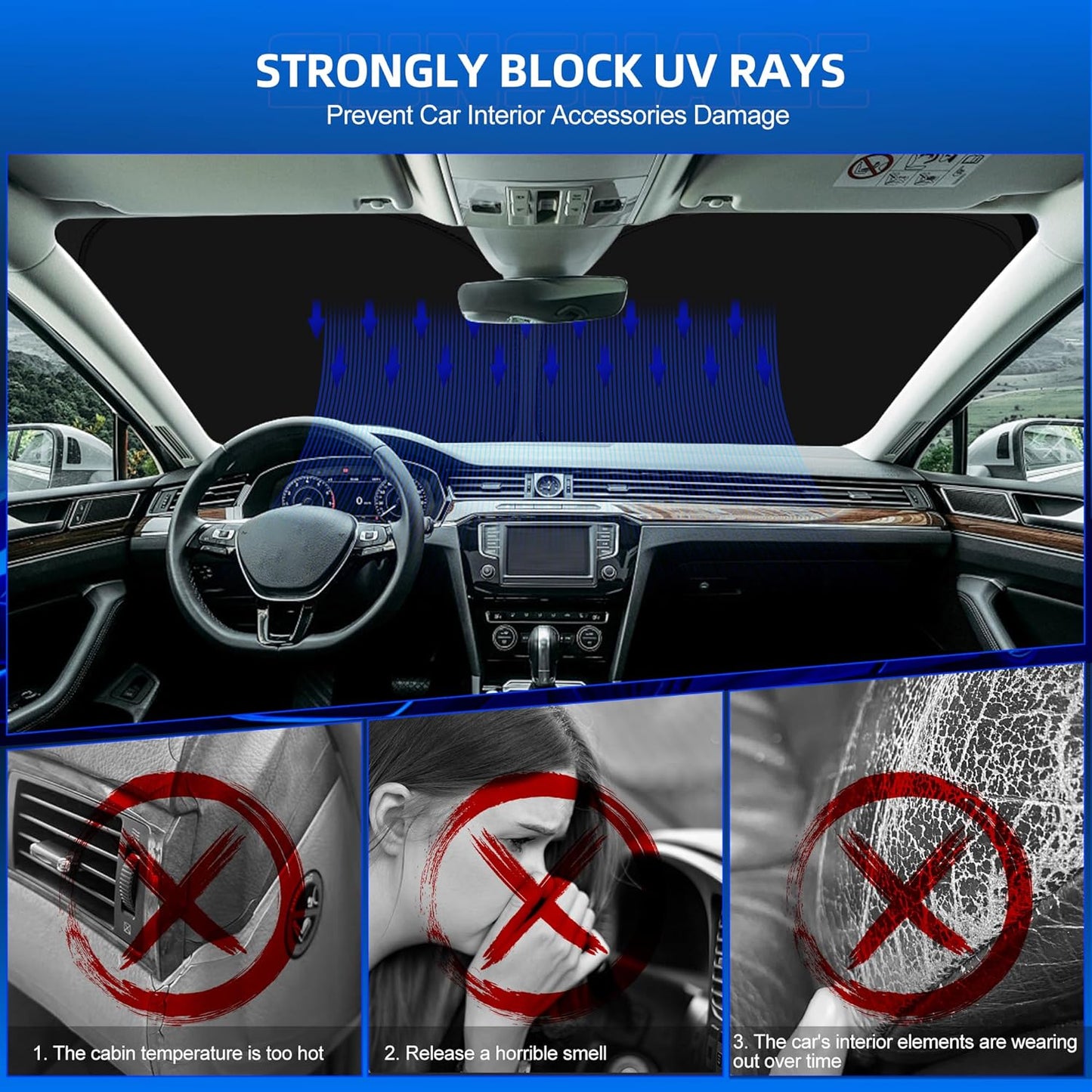 Windshield Sun Shade for Ch-evro-let Silverado EV 2024-2025 2026 Foldable Sunshade Custom Fit Front Window Car Interior Accessories Protector Blocks UV Rays