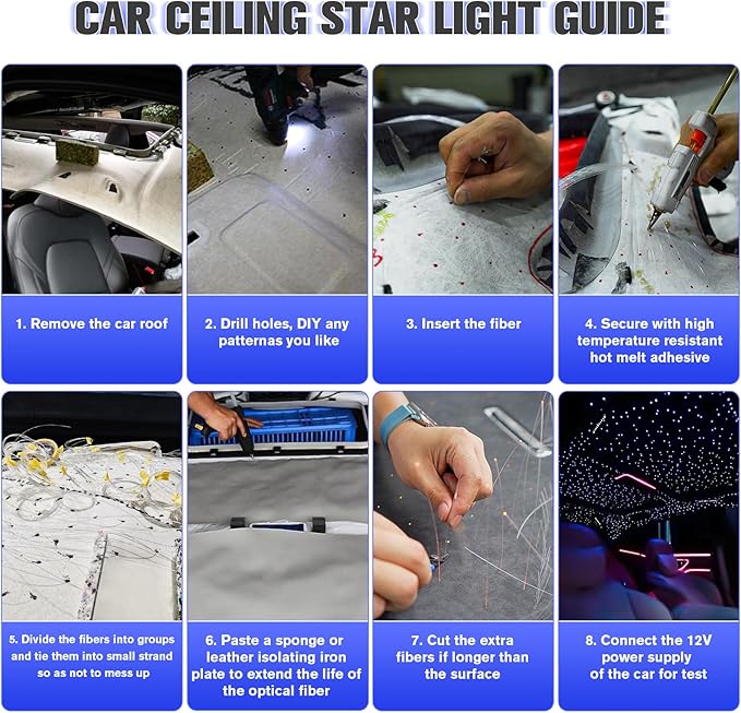 16W Starlight Headliner Kit, Star Lights for Car Roof&Home Decoration, Fiber Cable 550pcs*0.03in*13.1ft RGBW Star Light Headliner with Bluetooth APP/Remote Control/Music Mode