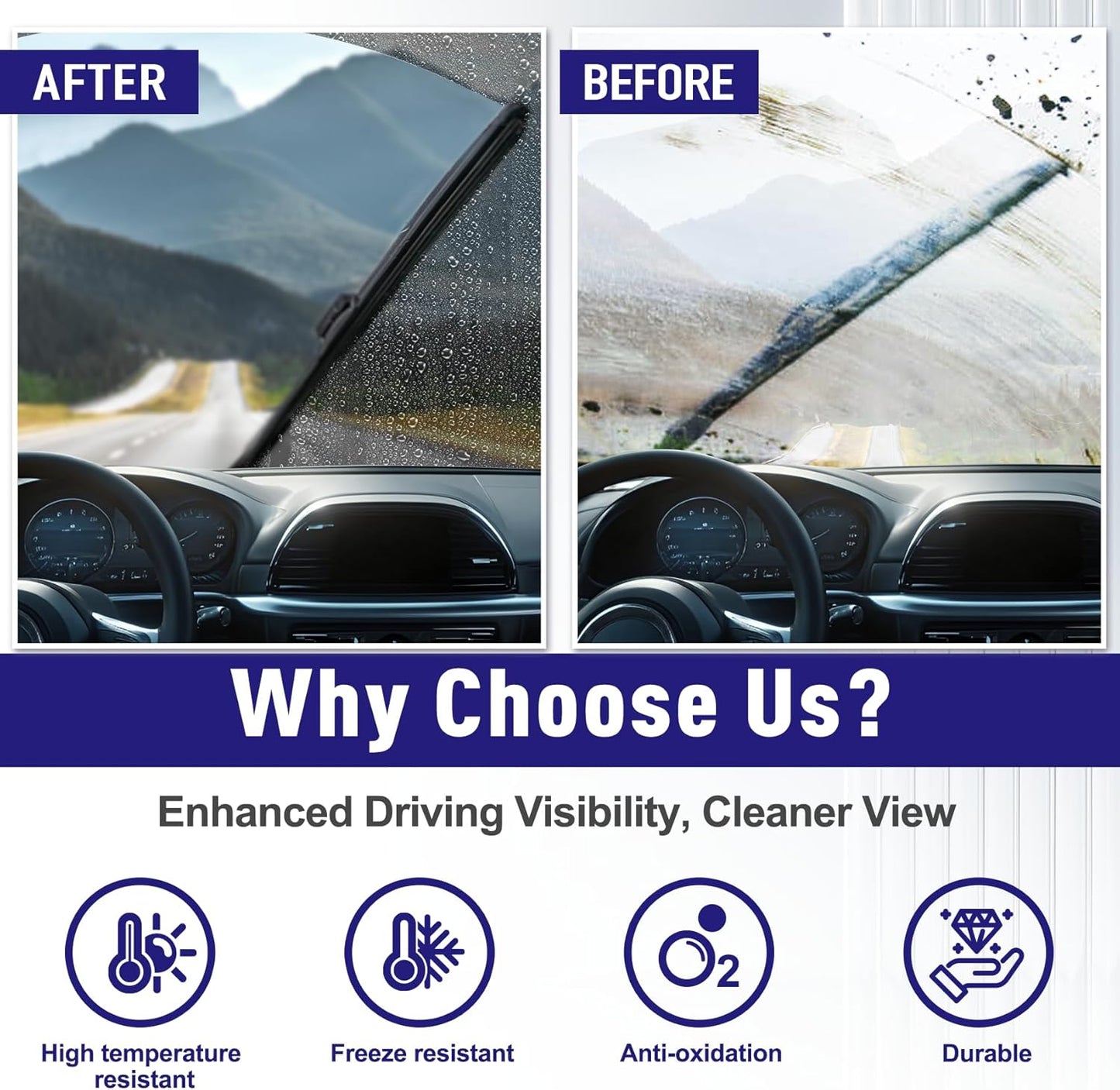 AJK Wiper Blades for Jeep Wrangler JK 2007-2017, for Jeep Wrangler 2007-2017, 2 Piece All Weather OEM Quality Automotive Replacement Windshield Wiper Blades for My Car