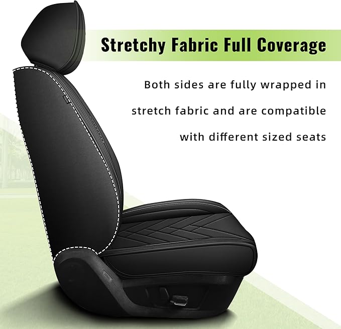 AOMSAZTO Front Seat Covers Fit for 500L 2016-2023 Waterproof Faux Leather Car Seat Cover Compatible with Airbag(2PCS Front, Black)