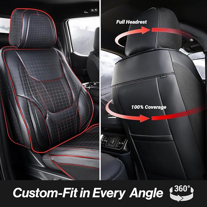 Coverland Custom Fit Car Seat Covers for Car Compatible with [BMW 3-Series Sedan, 7-Series LWB, Mazda6] Premium Waterproof Non-Slip Interior Seat Protector [Full Set Black - Size Chart X63]