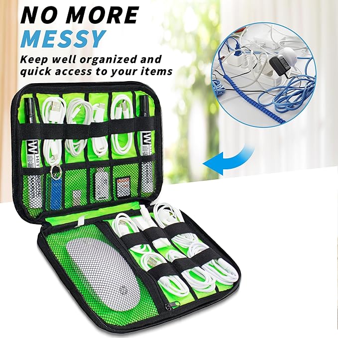 Electronics Organizer, Portable Cable Organizer Bags, Travel Electronic Accessories Storage Case for Cables, Cords, Charger, Phone (Camo Blue)