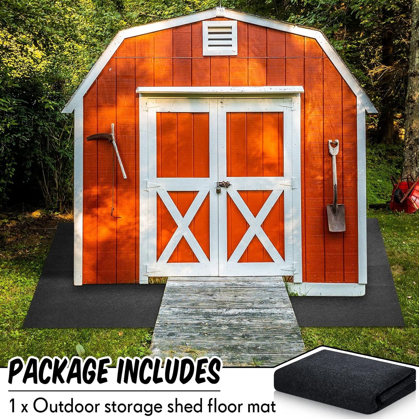 Haull Outdoor Storage Shed Floor Moat Waterproof Outdoor Carport Mat Thickened Soft Patio Furniture Pad Washable with Non Slip Backing, Storage Shed Not Included(5 x 3 ft)
