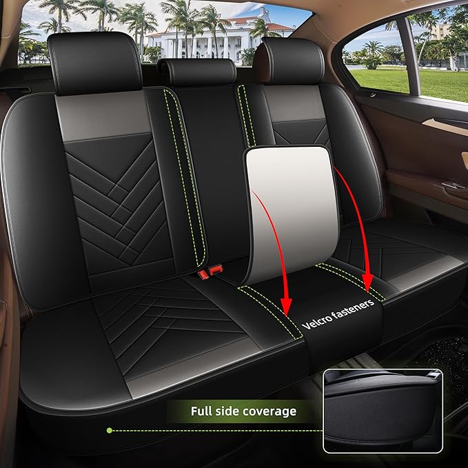 AOMSAZTO Car Seat Cover for Chevrolet Chevy Trax 2024 2025 2026 Full Set, Leather Car Seat Protector Waterproof, Non Slip Car Seat Cushion, Interior Seat Covers Automotive Accessories - Black&Grey