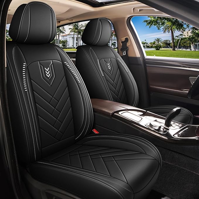 AOMSAZTO Universal Front Seat Covers for Chevrolet Chevy Trax Colorado Equinox Malibu Silverado Tahoe Traverse Suburban Cruze Blazer Trailblazer Fits for All Chevy Cars Sedan Truck SUV - Black