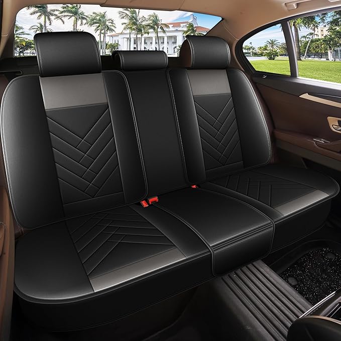 AOMSAZTO Car Seat Cover for Chevrolet Chevy Tahoe 2011-2025 2026 Full Set, Leather Car Seat Protector Waterproof, Non Slip Car Seat Cushion, Interior Seat Covers Automotive Accessories - Black&Grey