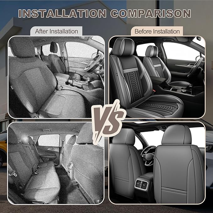 TTX LIGHTING for Acura RDX 2008-2026 Seat Covers: Waterproof Leather Seat Protector with Airbag Compatible (2 Front Seats,Black&Gray)