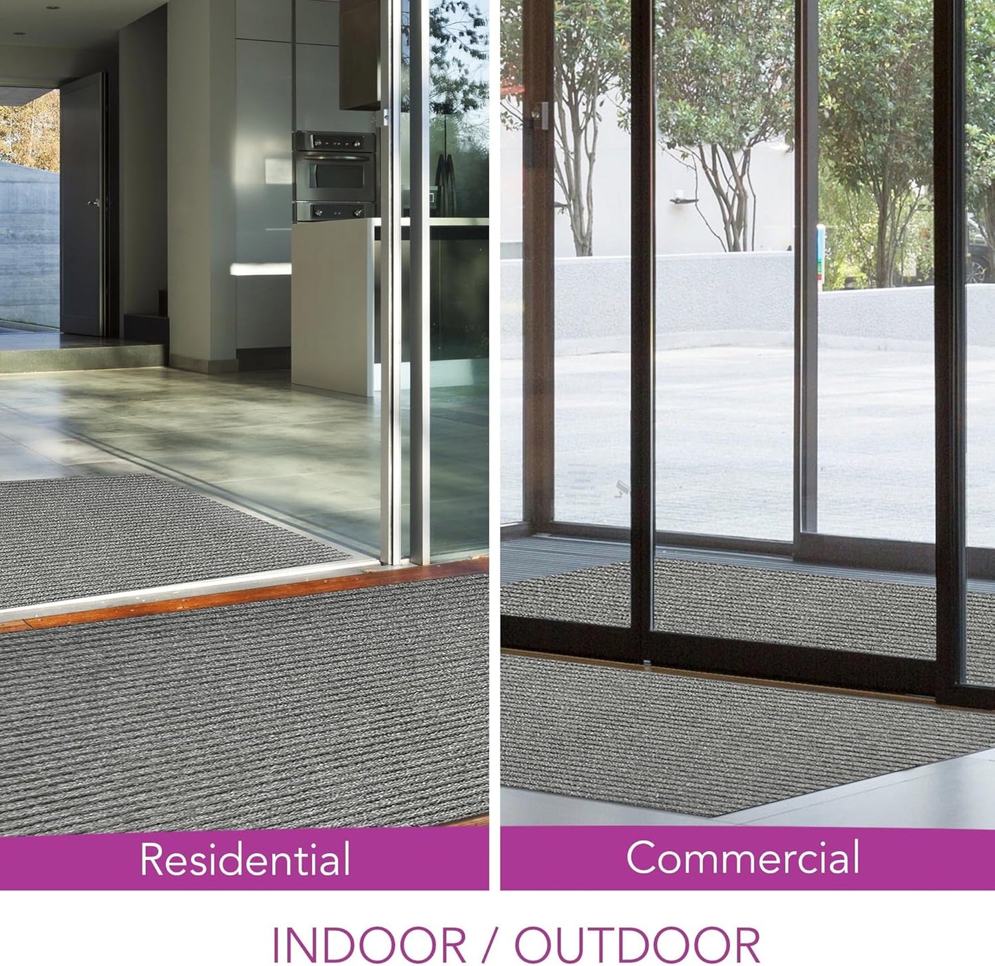 iCustomRug Spartan Weather Warrior Duty Indoor/Outdoor Utility Ribbed in 3ft,4ft,6ft Widths 70 Custom Sizes with Natural Non-Slip Rubber Backing 4'X16' in Grey