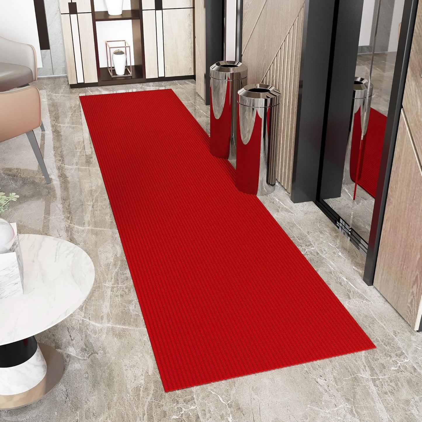 Ottomanson 2' x 18' Hallway Runner with Scraper Pile - Extra Durable Non-Slip Rug Mat for Indoor & Outdoor Use - Ideal for Kitchen, Entryway, Patio & Garage - High-Traffic Carpet, Red