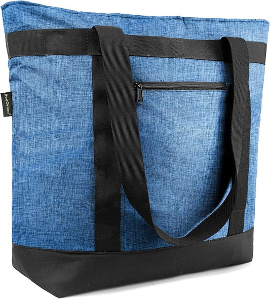 BeeGreen Insulated Cooler Bag with Handles Oversized Sturdy Leakproof Freezer Shopping Tote for Groceries Heavy Duty Thermal Food Delivery Bag Royal Blue