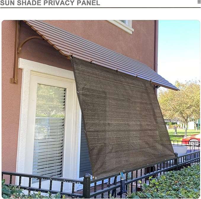Alion Home Sun Shade Privacy Panel with Grommets and Hems on 4 Sides for Patio, Awning, Window, Pergola or Gazebo - Mocha Brown (8' x 14')