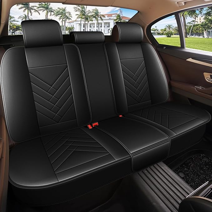 AOMSAZTO Car Seat Covers Full Set Fit for Nissan Murano 2011-2025 2026 Waterproof Faux Leather Car Seat Cushions Automotive 5 Seat Covers Set（Black）