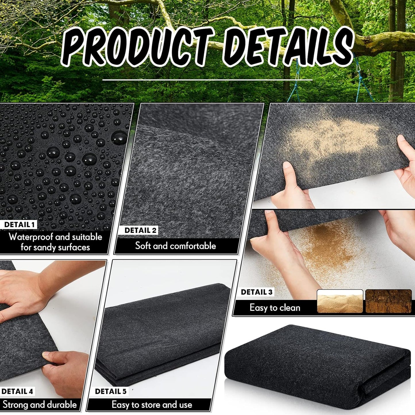 Haull Outdoor Storage Shed Floor Moat Waterproof Outdoor Carport Mat Thickened Soft Patio Furniture Pad Washable with Non Slip Backing, Storage Shed Not Included(3 x 3 ft)