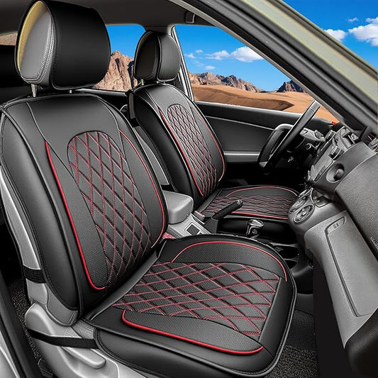 LINGVIDO Car Seat Covers Full Set (5 Seats) - Premium Perforated Nappa Leather, Waterproof Shield, Omni-Adapt Fit SUVs Sedans, Ultimate Family & Pet Protection