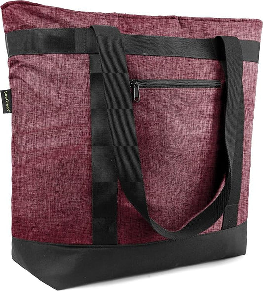 BeeGreen Insulated Cooler Bag with Handles Oversized Sturdy Leakproof Freezer Shopping Tote for Groceries Heavy Duty Thermal Food Delivery Bag Burgundy