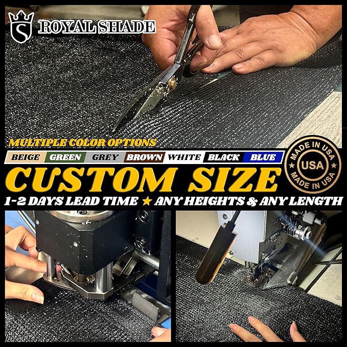 Royal Shade Custom Size 5' x 41' White Fence Privacy Screen Windscreen Cover Netting Mesh Fabric Cloth - Cable Zip Ties Included (We Make Custom Size)