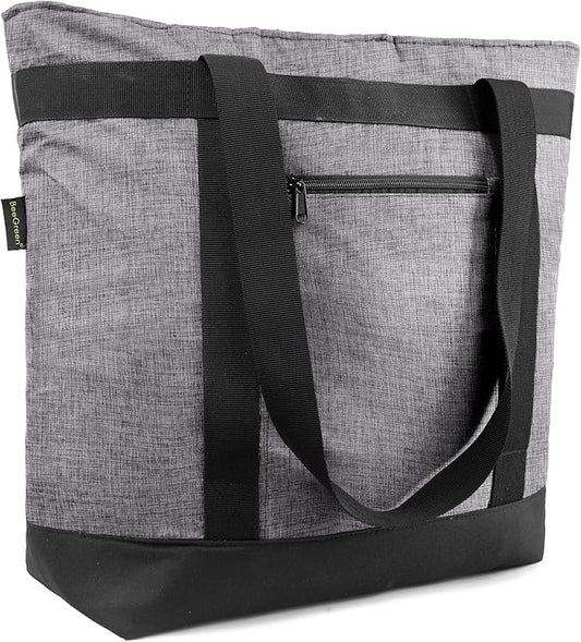 BeeGreen Insulated Cooler Bag with Handles Oversized Sturdy Leakproof Freezer Shopping Tote for Groceries Heavy Duty Thermal Food Delivery Bag Charcoal