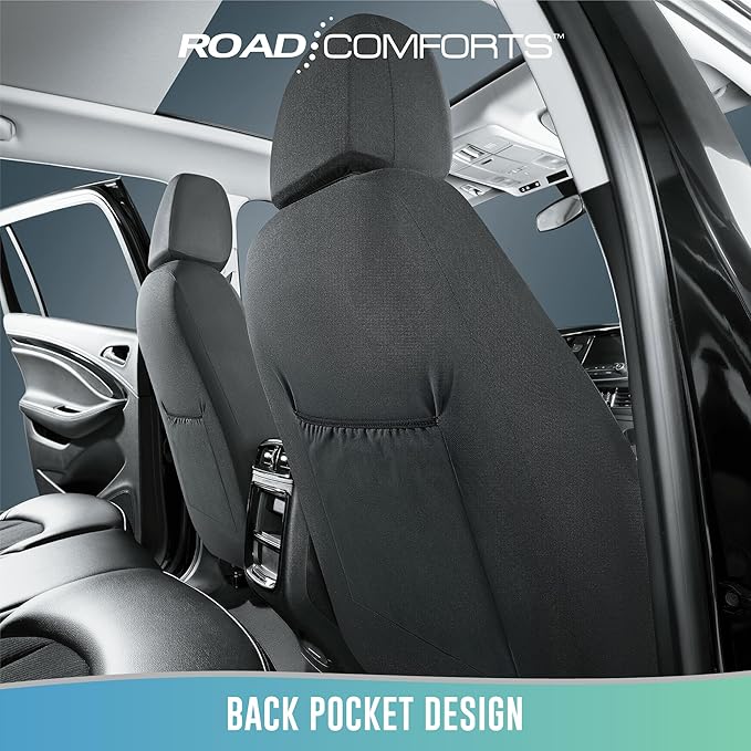 Road Comforts Car Seat Cover, Leather Car Seat Cover Full Set, Automotive Seat Covers, Airbag Compatible Universal Fit for Most Cars (Red)