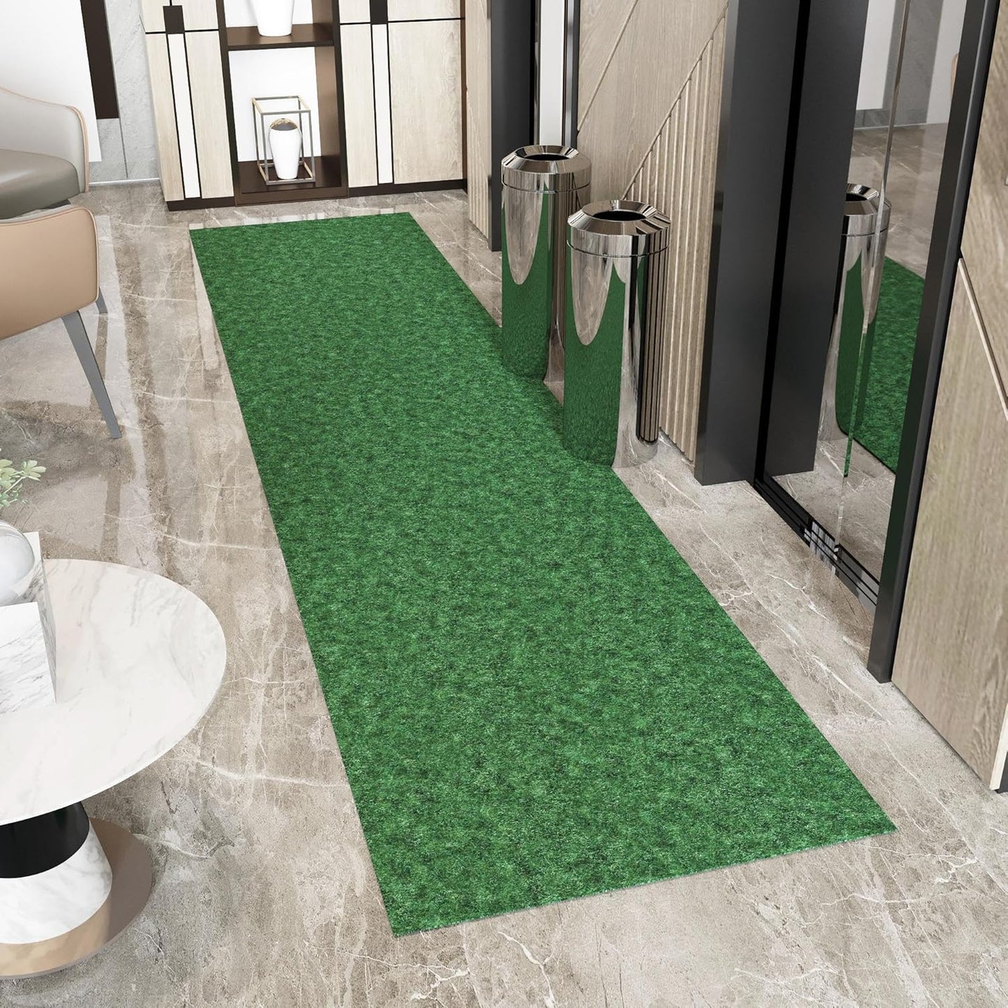 Ottomanson 2' x 20' Hallway Runner with Scraper Pile Extra Durable Non-Slip Rug Mat for Indoor & Outdoor Use - Ideal for Kitchen, Entryway, Patio & Garage - High-Traffic Carpet, Green