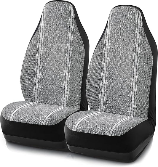 Road Comforts Baja Blanket Seat Covers Gray Diamond High Back Bucket Seat Covers - Jacquard Fabric, Airbag Compatible, Universal Fit for Cars, Trucks, SUVs, and Vans